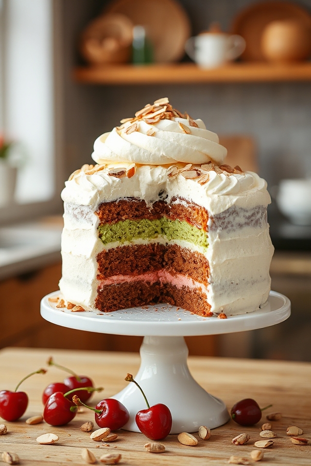colorful layered cake creation