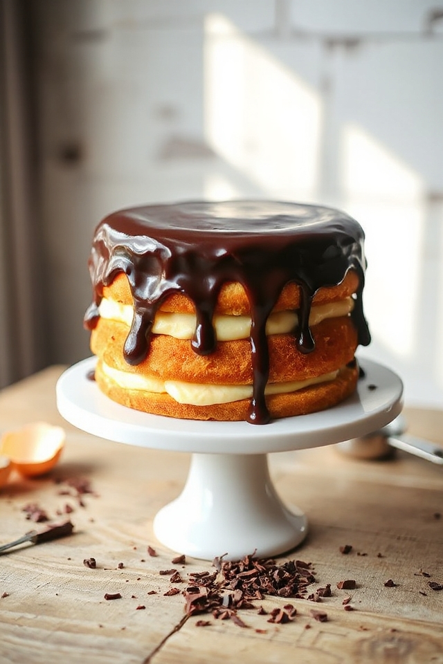 delicious boston cream cake