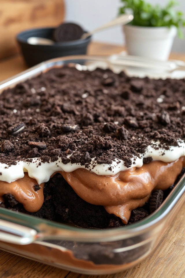 delicious layered chocolate dessert
