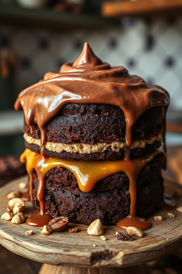 delicious layered snickers cake