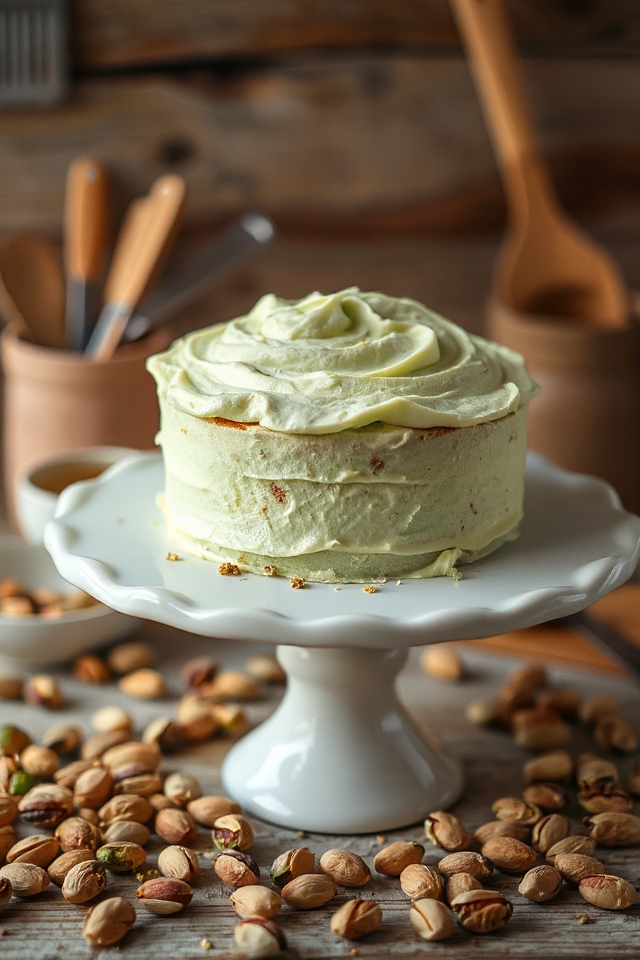 pistachio cake baking process